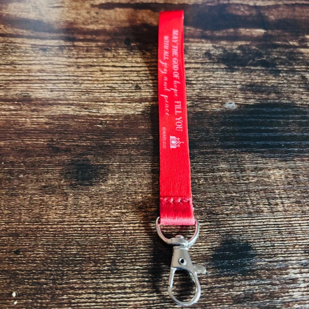 Red Romans 15:13 Scripture Fabric Wristlet Lanyard Keychain Clasp